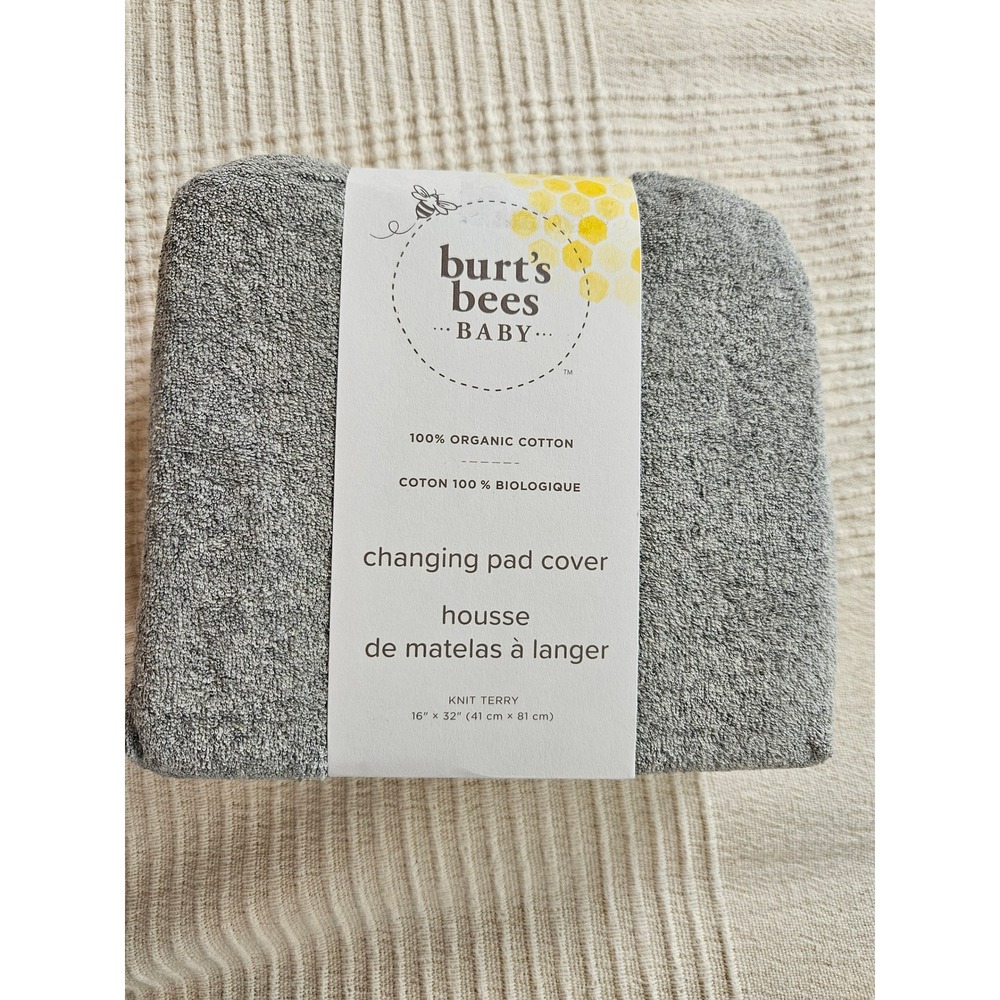 Burt's Bees Baby Changing Pad Cover Heathered Knit Terry 100% Organic Cotton